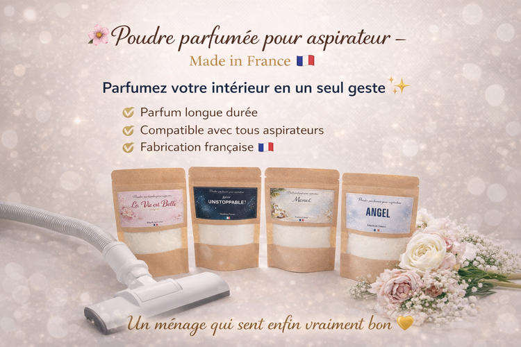 Poudre parfumée pour aspirateur