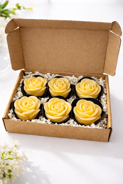 Roses en cire parfumées – Bouquet Confortable (Boîte de 6)