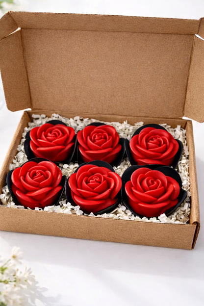 Roses en cire parfumées – Bouquet Confortable (Boîte de 6)